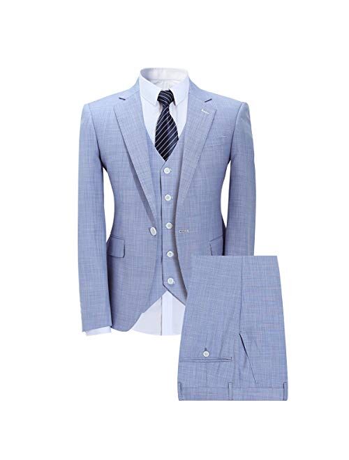 Mens 3 Piece Elegant Suit Set Dress 1 Button Dinner Blazer Tux Jacket Vest Pants