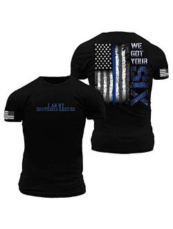 We Got Your Six Thin Blue Line Flag Premium Athletic Fit T Shirt