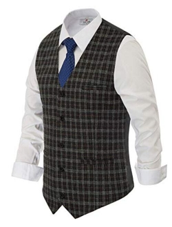 Paul Jones Men's British Herringbone Tweed Vest Premium Wool Waistcoat