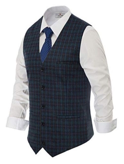 Paul Jones Men's British Herringbone Tweed Vest Premium Wool Waistcoat