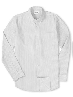 VALANDY Mens Oxford Shirts Regular Fit Long Sleeve Casual Bottom Down Shirts Solid Plaid Stripe