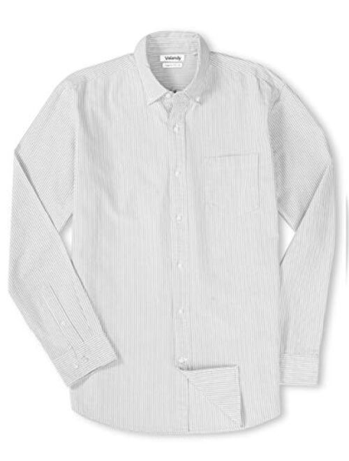 VALANDY Mens Oxford Shirts Regular Fit Long Sleeve Casual Bottom Down Shirts Solid Plaid Stripe