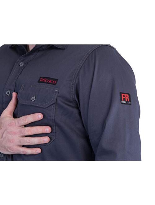 Titicaca FR Shirt Flame Resistant Work Shirt Lightweight 88% Cotton/12% Nylon Men's Long Sleeve Navy Uniform Shirt