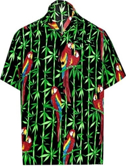 LA LEELA Men's Tropical Fashion Short Sleeve Hawaiian Shirt