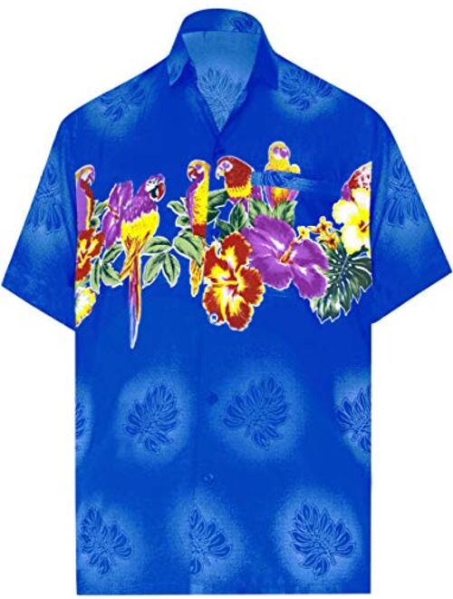 LA LEELA Men's Tropical Fashion Short Sleeve Hawaiian Shirt