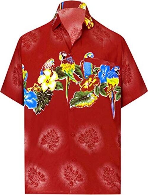 LA LEELA Men's Tropical Fashion Short Sleeve Hawaiian Shirt