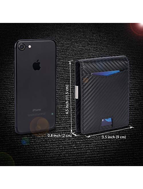 ITEYAO Front Pocket Wallet for Men RFID Blocking Minimalist Slim Wallet with Money Clip, Carbon