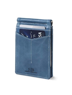 SERMAN BRANDS RFID Blocking Wallet Slim Bifold - Genuine Leather Minimalist Front Pocket Wallets for Men with Money Clip