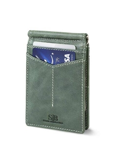 SERMAN BRANDS RFID Blocking Wallet Slim Bifold - Genuine Leather Minimalist Front Pocket Wallets for Men with Money Clip