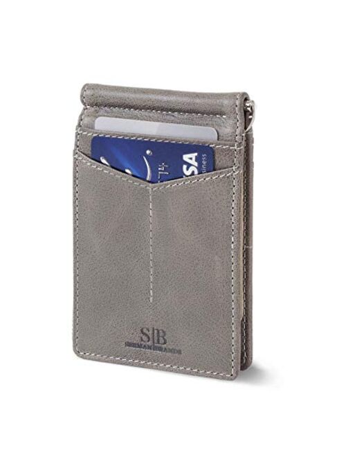 SERMAN BRANDS RFID Blocking Wallet Slim Bifold - Genuine Leather Minimalist Front Pocket Wallets for Men with Money Clip