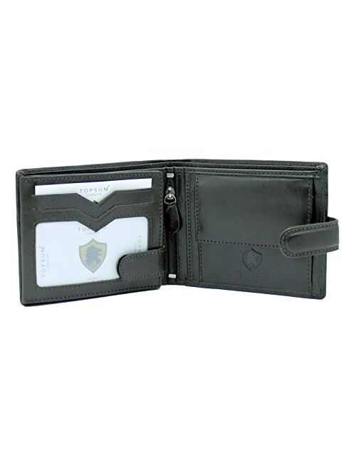 TOPSUM LONDON Men's Leather Wallet With Multi Credit Card, Id & Coin Pocket