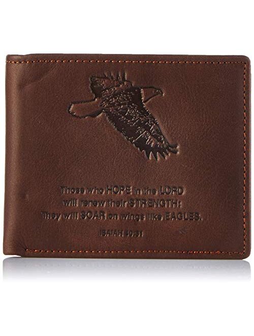 Christian Art Gifts Genuine Leather Wallet for Men | Quality Classic Brown Leather Bifold Wallet | Christian Gifts for Men