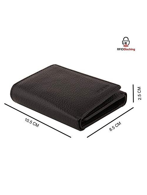 Trifold Leather Wallets for Men Slim Design RFID Blocking Credit Card Holders & ID Window