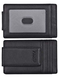 Money Clip, Front Pocket Wallet, Leather RFID Blocking Strong Magnet thin Wallet