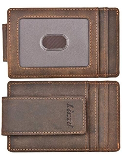 Money Clip, Front Pocket Wallet, Leather RFID Blocking Strong Magnet thin Wallet