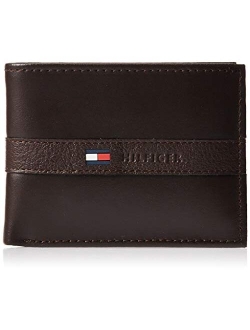 Men's Leather Wallet Slim Bifold with 6 Credit Card Pockets and Removable Id Window