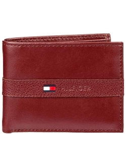 Men's Leather Wallet Slim Bifold with 6 Credit Card Pockets and Removable Id Window