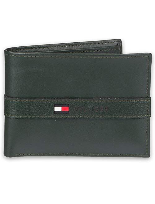 Tommy Hilfiger Men's Leather Wallet Slim Bifold with 6 Credit Card Pockets and Removable Id Window