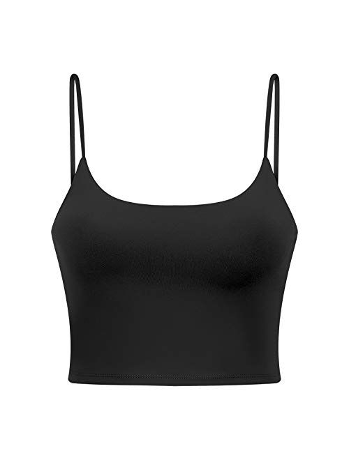 UOTJCNR Women's Longline Yoga Tank Top Padded Sports Bra Workout Fitness Running Camisole Crop Top