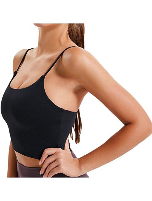 UOTJCNR Women's Longline Yoga Tank Top Padded Sports Bra Workout Fitness Running Camisole Crop Top