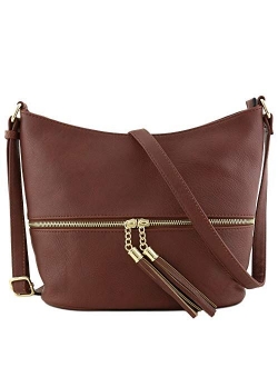 Lightweight Tassel Zipper Bucket Crossbody Bag