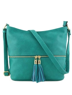 Lightweight Tassel Zipper Bucket Crossbody Bag