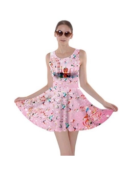 CowCow Women's Fashion Beautiful Musical Pattern Notes and Piano Keyboard Skater Dress, XS-5XL