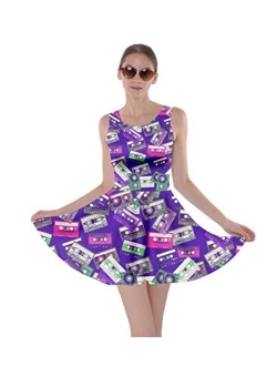 CowCow Women's Fashion Beautiful Musical Pattern Notes and Piano Keyboard Skater Dress, XS-5XL