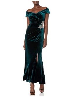 Women's Long Off The Shoulder Velvet Dress