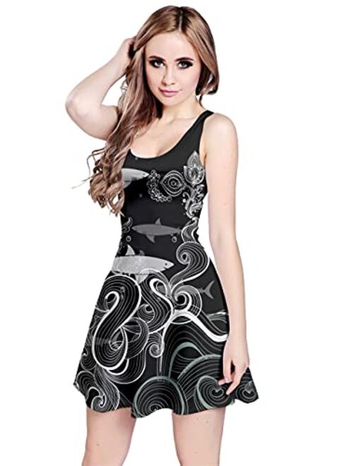 CowCow Womens Pattern Sharks Sleeveless Dress