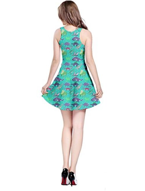 CowCow Womens Dinosaur Tyrannosaurus Stylish Party Summer Sleeveless Dress, XS-5XL