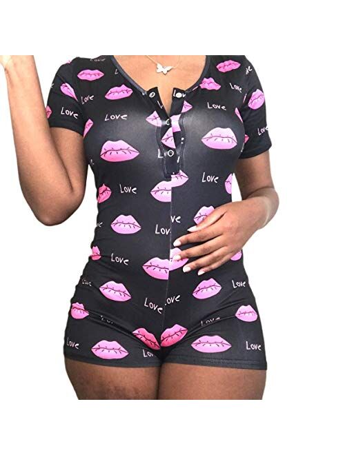 Sexy Women 's Bodysuit Long Sleeve Deep V Neck Leotard Tops Bodycon Jumpsuits Shorts Pajamas Outfit for Women