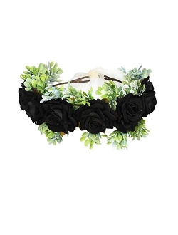 HAIMEIKANG Adjustable Flower Crown Headband - Women Girl Festival Wedding Party Flower Wreath Headband