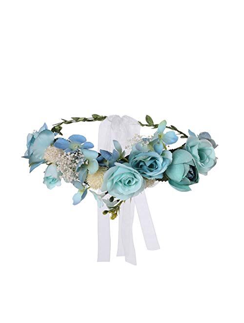 HAIMEIKANG Adjustable Flower Crown Headband - Women Girl Festival Wedding Party Flower Wreath Headband