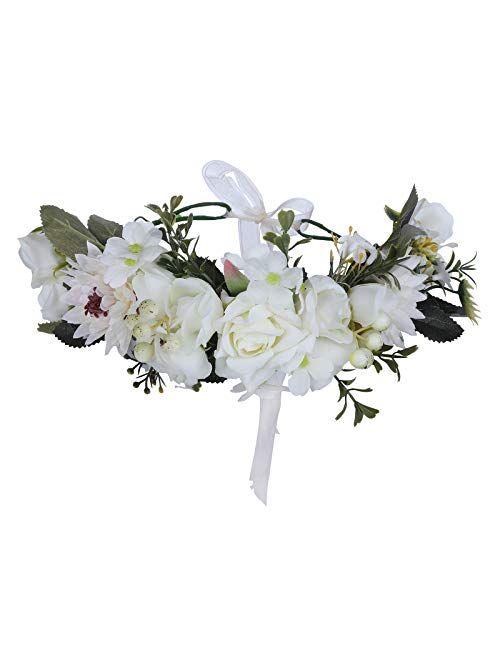 HAIMEIKANG Adjustable Flower Crown Headband - Women Girl Festival Wedding Party Flower Wreath Headband