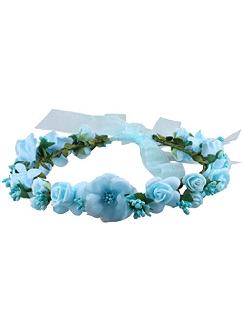 Love Sweety Rose Flower Crown Wreath Wedding Headband Wrist Band Set