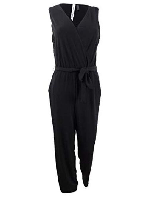 NY Collection Women's Petite Sleeveless Tie Jumpsuit