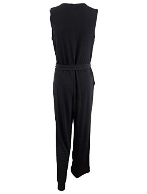 NY Collection Women's Petite Sleeveless Tie Jumpsuit