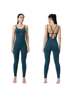 LOVESOFT Women's Sleevesless Bodysuit Dance Unitard, Backless Bodycon Rompers Jumpsuits for Workout Yoga