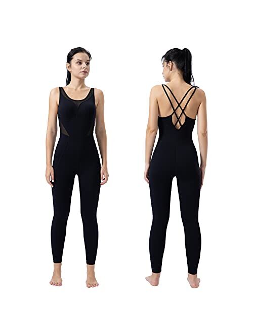 LOVESOFT Women's Sleevesless Bodysuit Dance Unitard, Backless Bodycon Rompers Jumpsuits for Workout Yoga