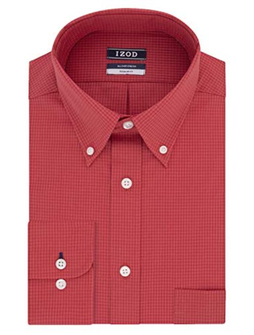 IZOD Men's Dress Shirts Regular Fit Stretch Gingham