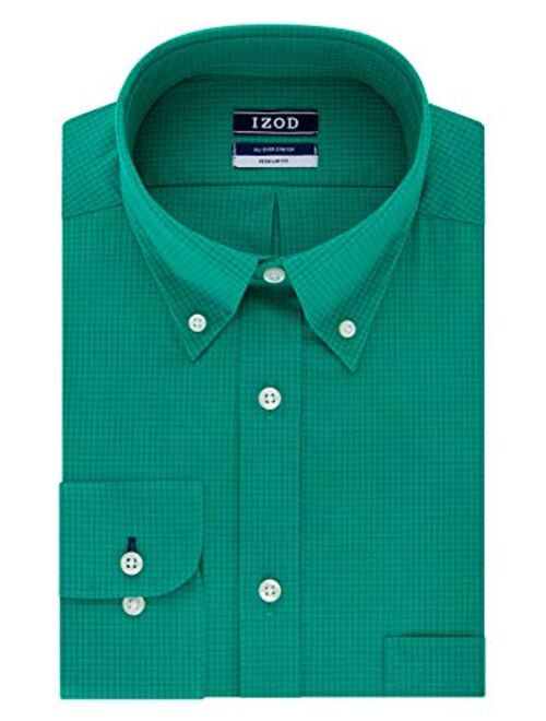 IZOD Men's Dress Shirts Regular Fit Stretch Gingham