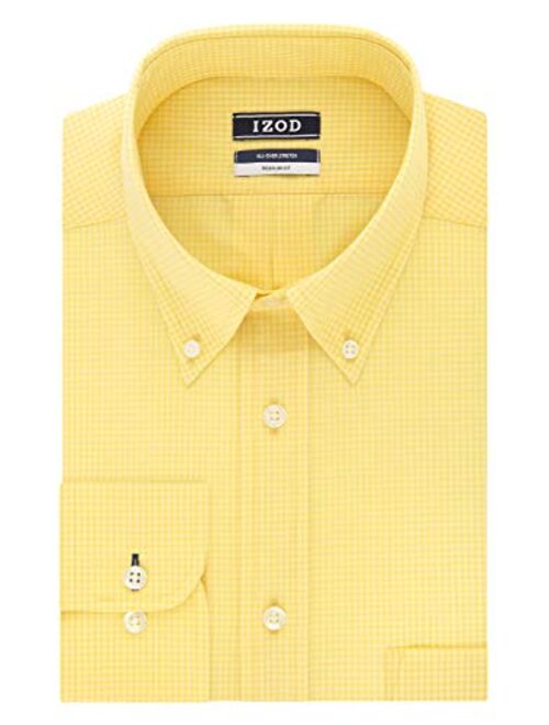 IZOD Men's Dress Shirts Regular Fit Stretch Gingham