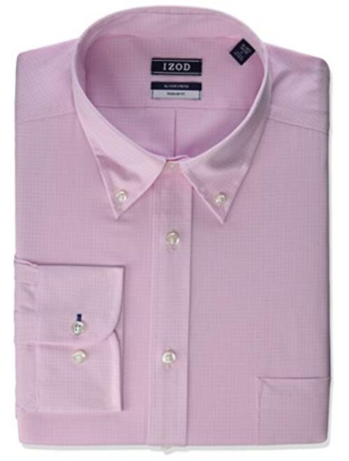 IZOD Men's Dress Shirts Regular Fit Stretch Gingham