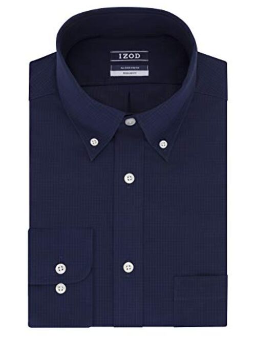 IZOD Men's Dress Shirts Regular Fit Stretch Gingham