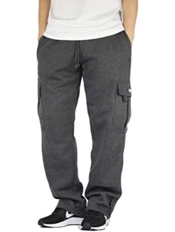 AIRNINE Men's Fleece Cargo Sweatpants Heavyweight S-6XL