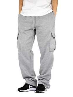 AIRNINE Men's Fleece Cargo Sweatpants Heavyweight S-6XL