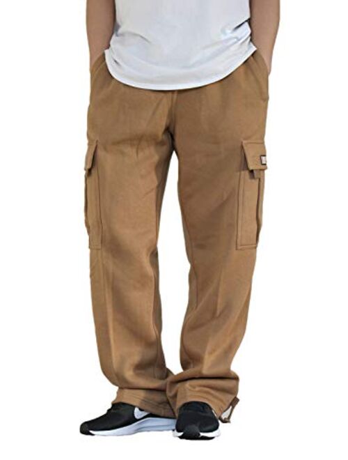 AIRNINE Men's Fleece Cargo Sweatpants Heavyweight S-6XL