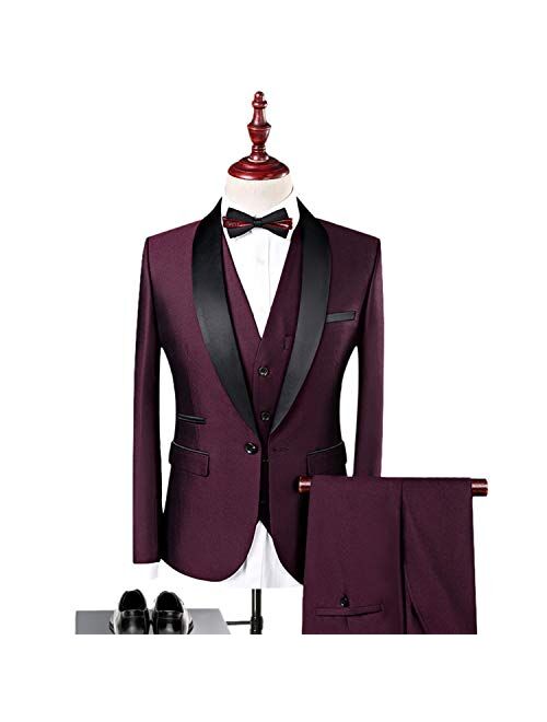 Buy Mys Mens 3 Piece Suit Shawl Lapel One Button Tuxedo Winter Fabric Slim Fit Premium Dinner 8331