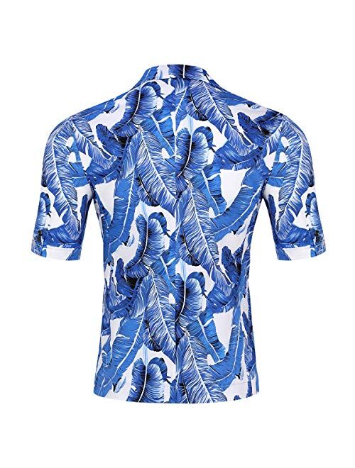 Men's 2 Piece Tropical Beach Floral Print Short Sleeve Aloha Hawaiian Suit